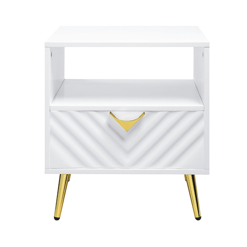 Gaines White High Gloss Finish End Table