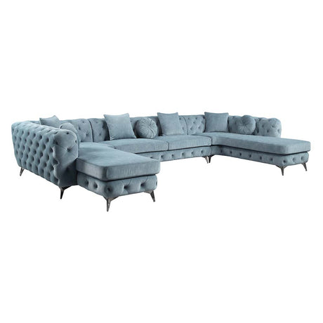 Atronia Deep Green Fabric Sectional Sofa