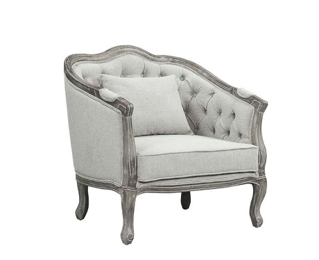 Samael Gray Linen & Gray Oak Finish Chair