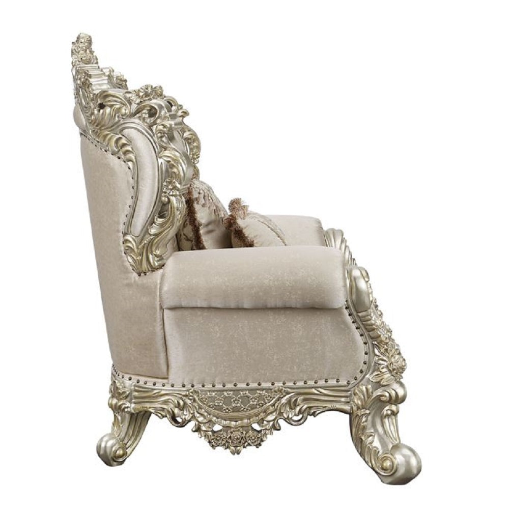 Danae Fabric, Champagne & Gold Finish Chair