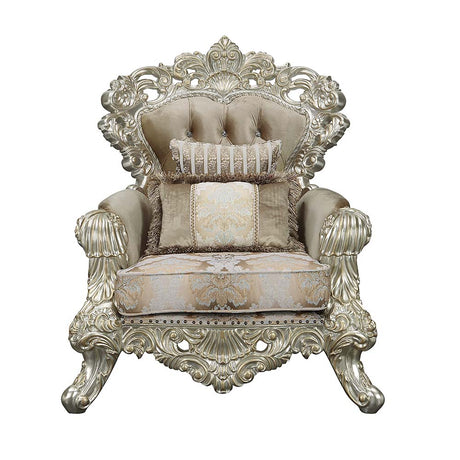 Sorina Velvet, Fabric & Antique Gold Finish Chair