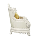 Adara Pearl White Synthetic Leather & Antique White Finish Chair