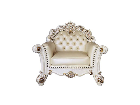 Vendom Champagne Synthetic Leather & Antique Pearl Finish Chair