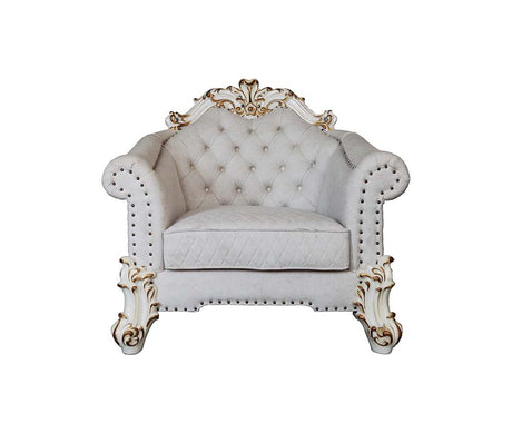 Vendom Two Tone Ivory Fabric & Antique Pearl Finish Ii Chair