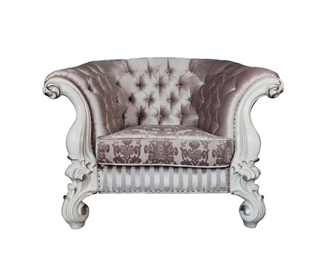 Versailles Ivory Fabric & Bone White Finish Chair