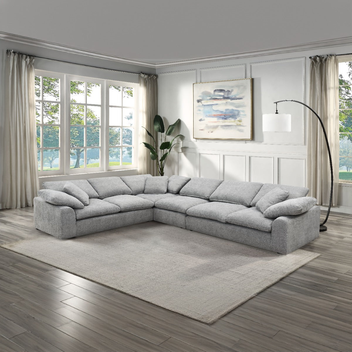 Naveen Gray Linen Sectional Sofa