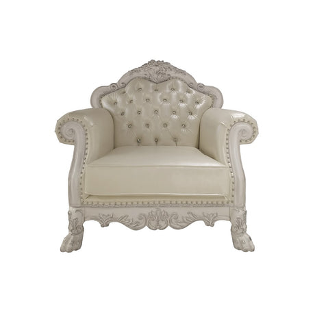 Dresden Synthetic Leather & Bone White Finish Chair