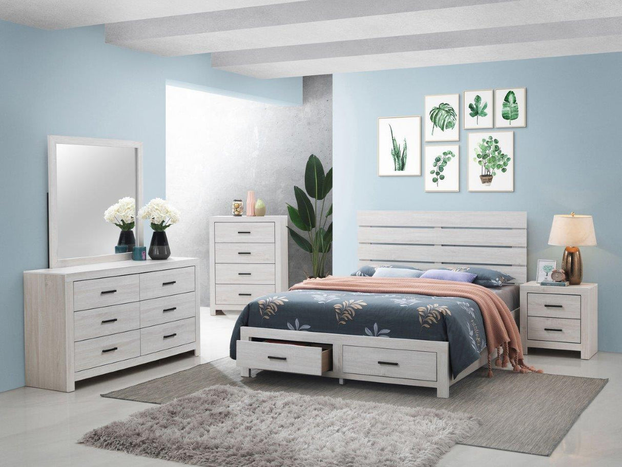 Marion Coastal White Platform Storage Bedroom Set