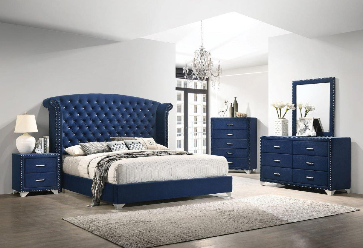 Melody Pacific Blue Upholstered Panel Bedroom Set