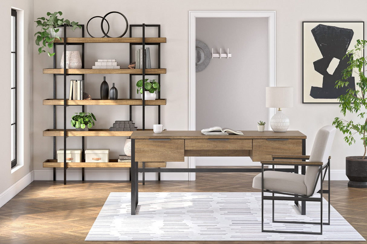 Montia 67 Inch Home Office Desk Set In Light Brown