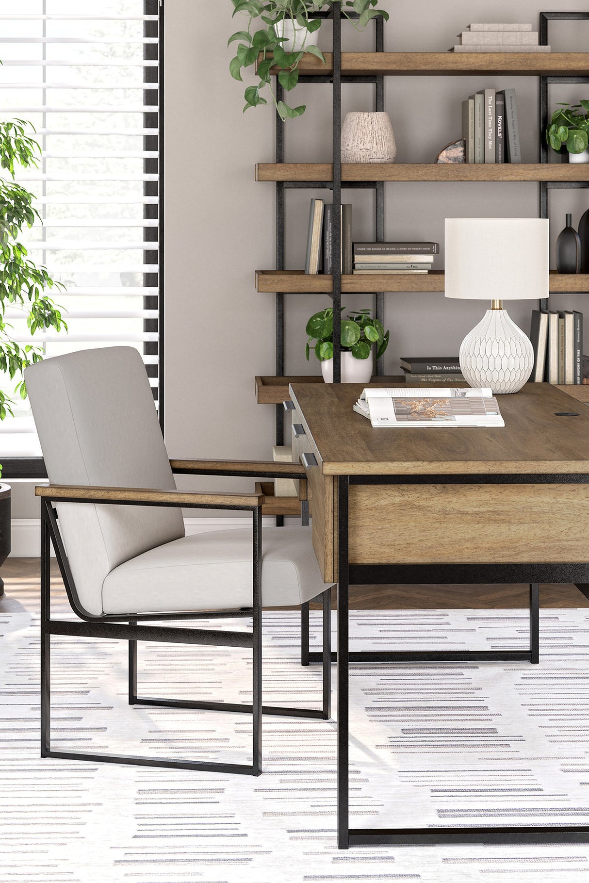 Montia 67 Inch Home Office Desk Set In Light Brown