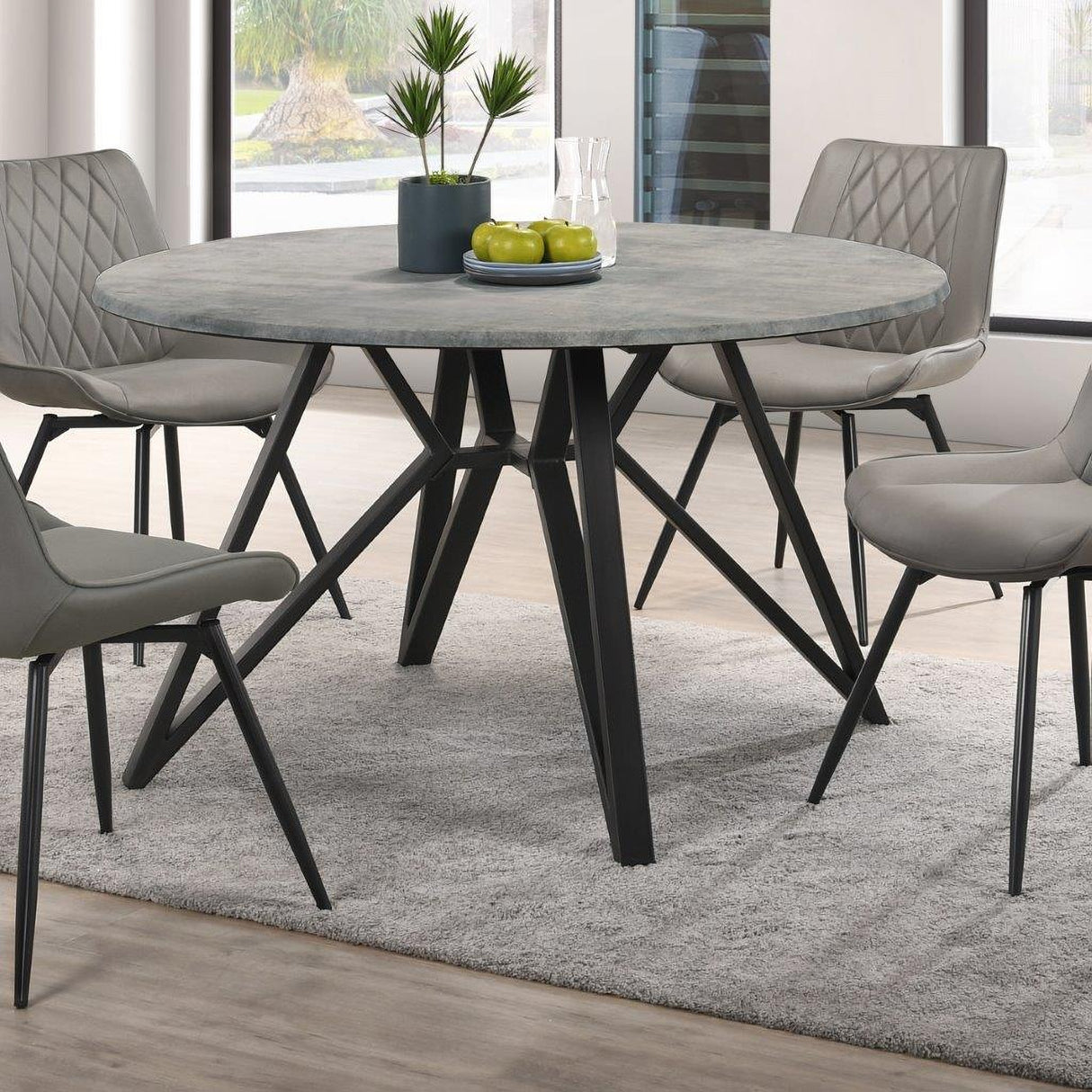 Neil Concrete And Gunmetal Dining Room Set