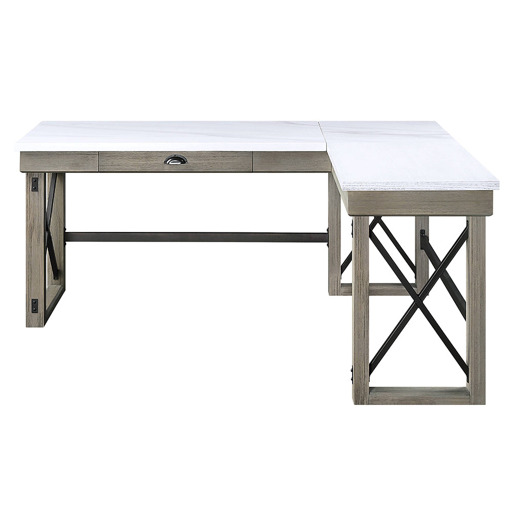 Talmar Marble Top & Rustic Oak Finish Writing Desk
