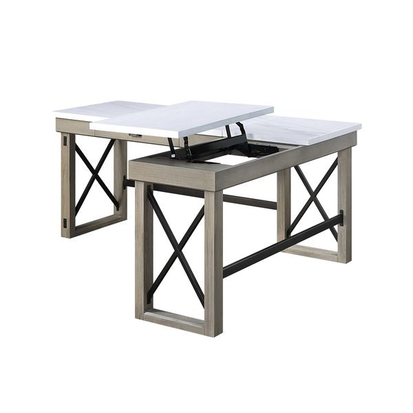 Talmar Marble Top & Rustic Oak Finish Writing Desk