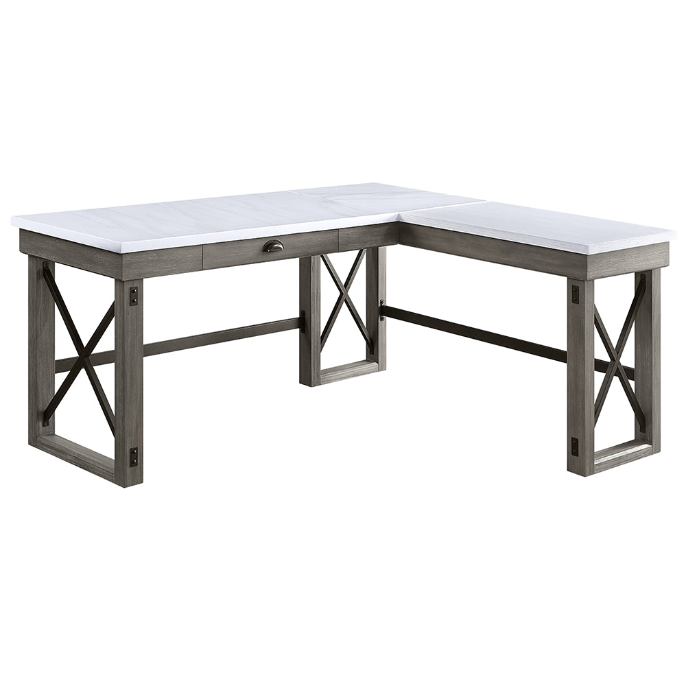 Talmar Marble Top & Weathered Gray Finish Writing Desk