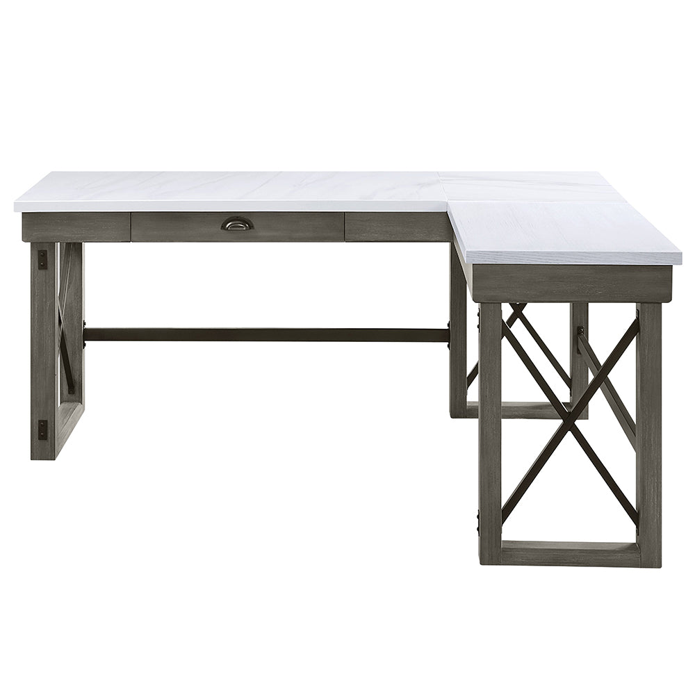 Talmar Marble Top & Weathered Gray Finish Writing Desk