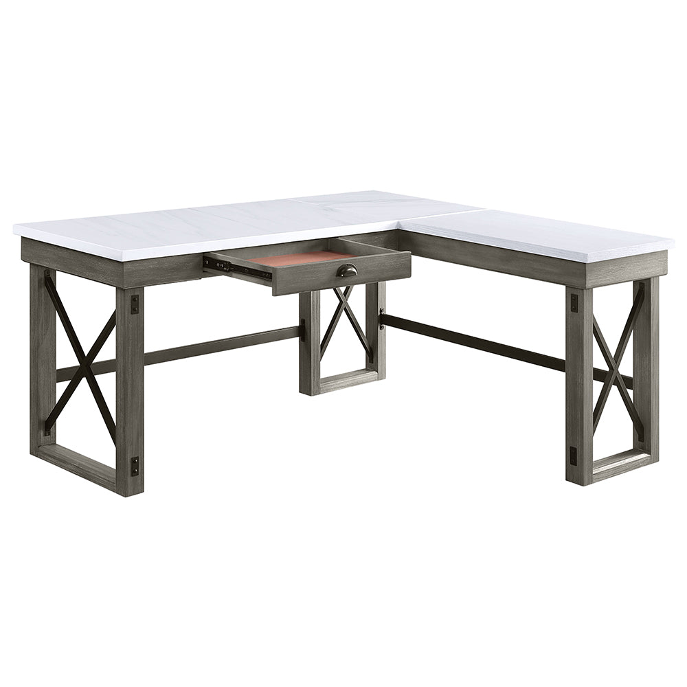 Talmar Marble Top & Weathered Gray Finish Writing Desk