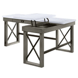 Talmar Marble Top & Weathered Gray Finish Writing Desk