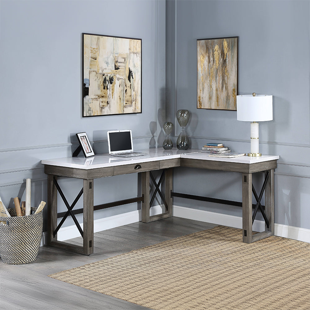 Talmar Marble Top & Weathered Gray Finish Writing Desk