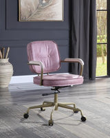 Siecross Pink Top Grain Leather Office Chair