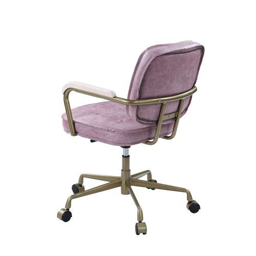 Siecross Pink Top Grain Leather Office Chair
