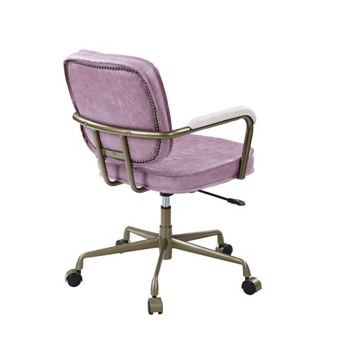 Siecross Pink Top Grain Leather Office Chair