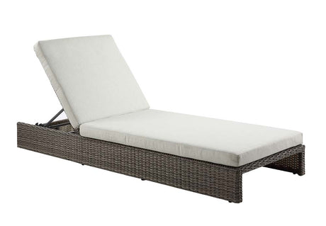Salena Beige Fabric & Gray Finish Patio Lounge Chair