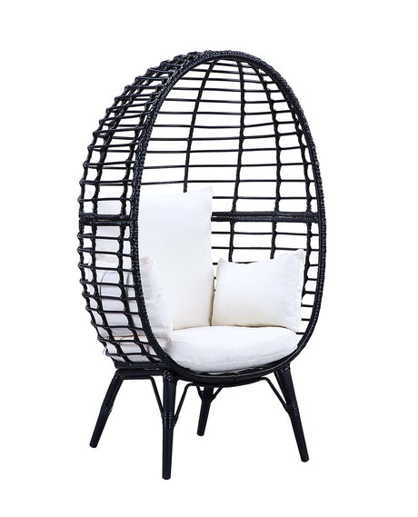 Penelope Light Gray Fabric & Black Finish Patio Lounge Chair