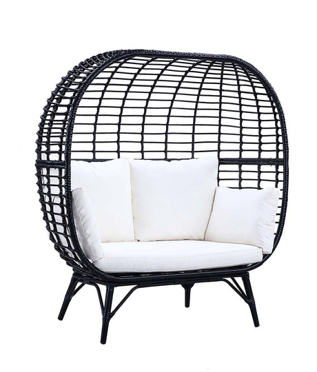 Penelope Cream Fabric & Black Finish Patio Lounge Chair