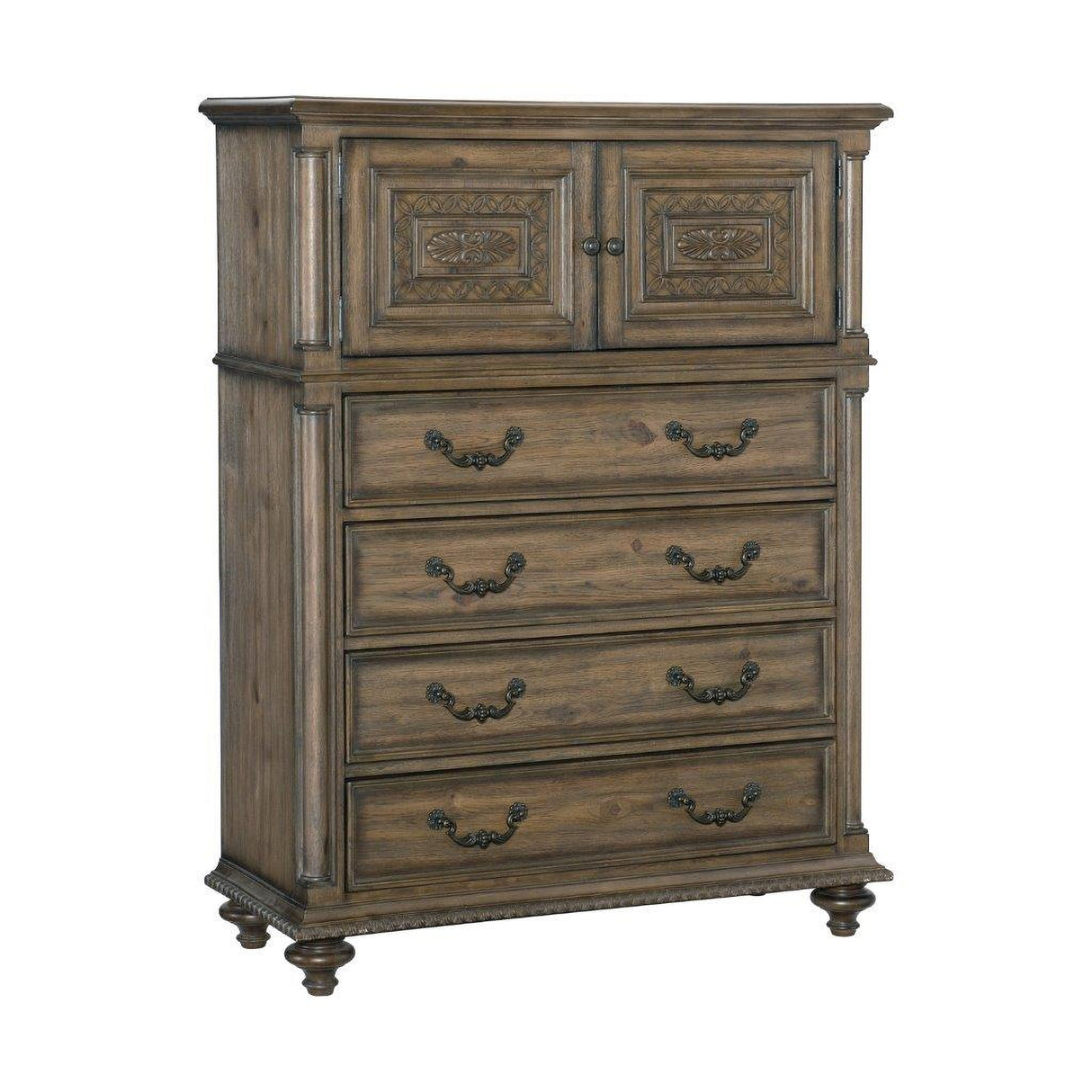 Rachelle Weathered Pecan And Gray Sleigh Bedroom Set