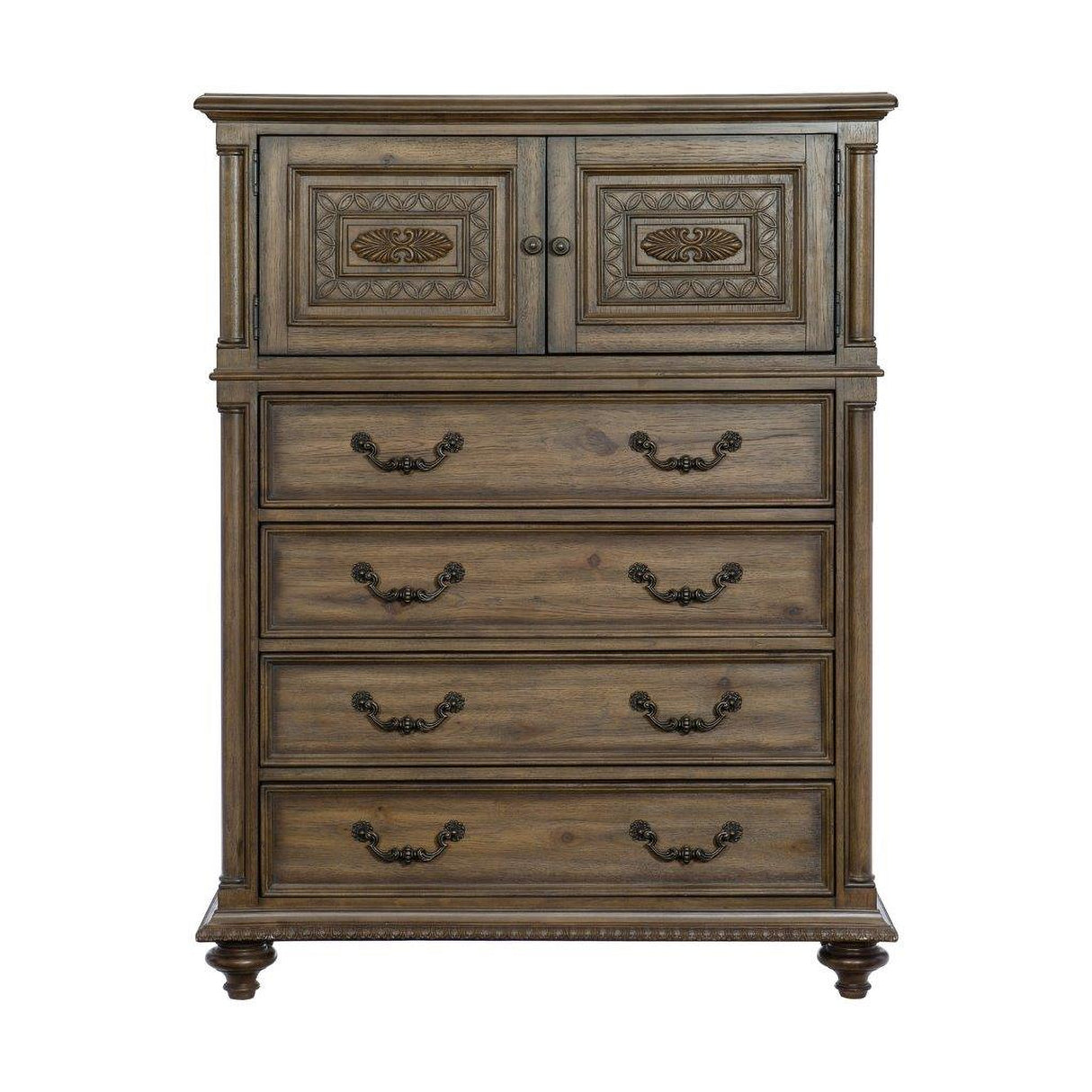 Rachelle Weathered Pecan And Gray Sleigh Bedroom Set
