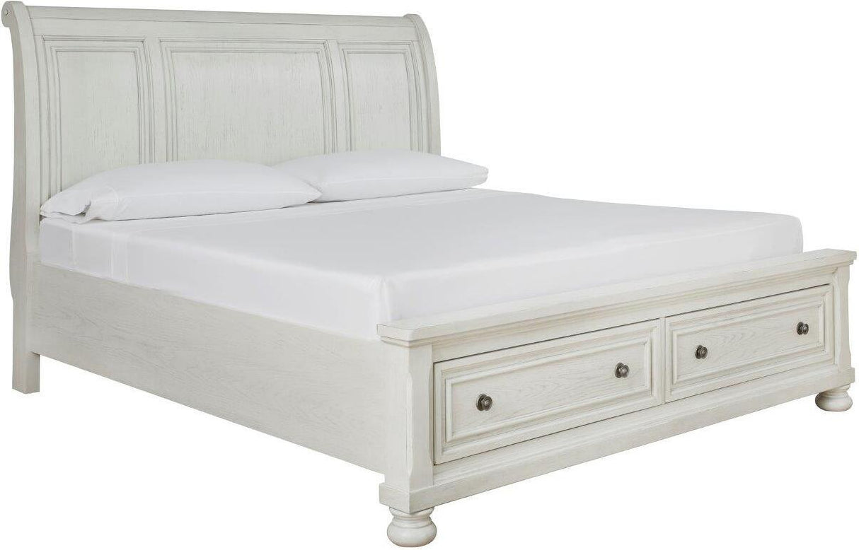 Robbinsdale Antique White Sleigh Storage Bedroom Set