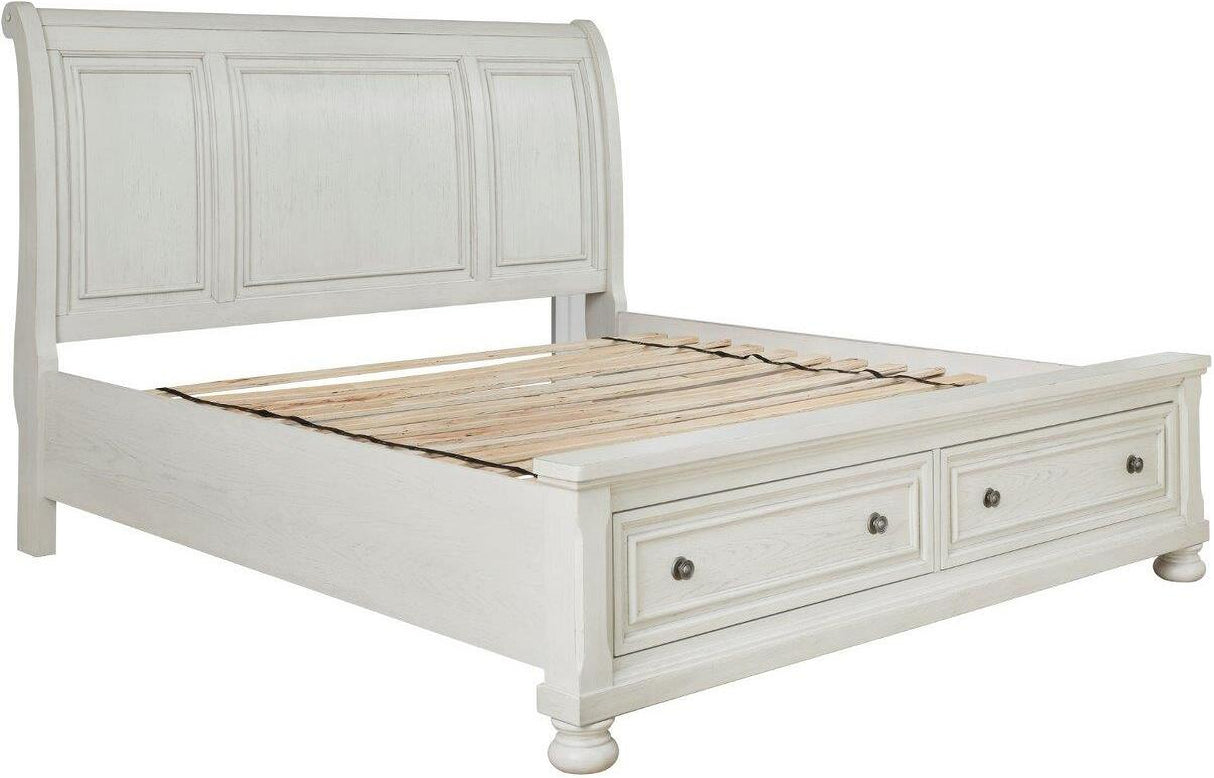 Robbinsdale Antique White Sleigh Storage Bedroom Set