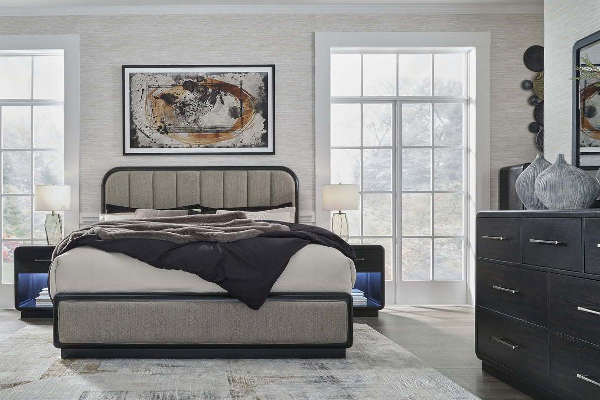 Rowanbeck Panel Bedroom Set In Black and Gray