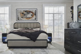 Rowanbeck Panel Bedroom Set In Black and Gray