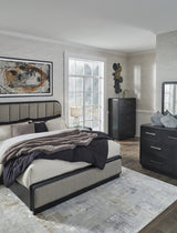 Rowanbeck Panel Bedroom Set In Black and Gray