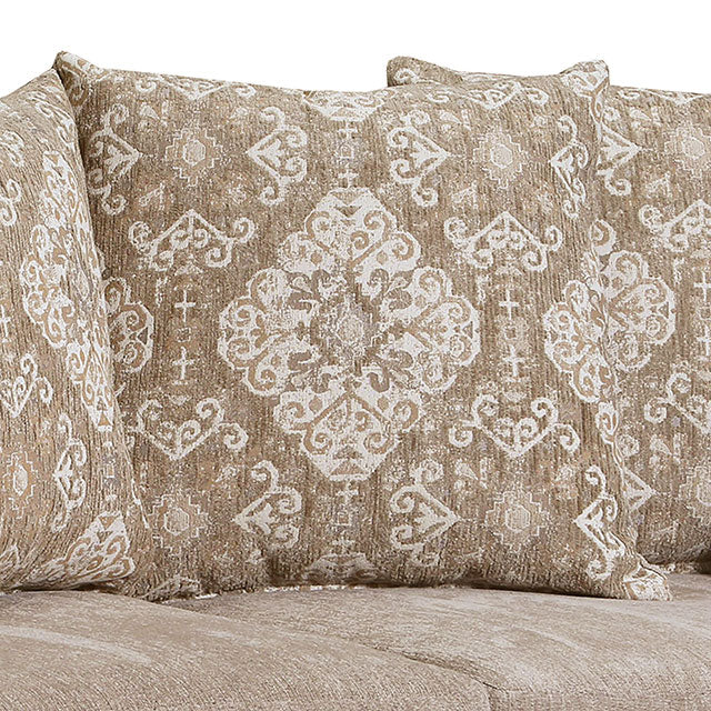 Panozzo Beige/Walnut Sofa