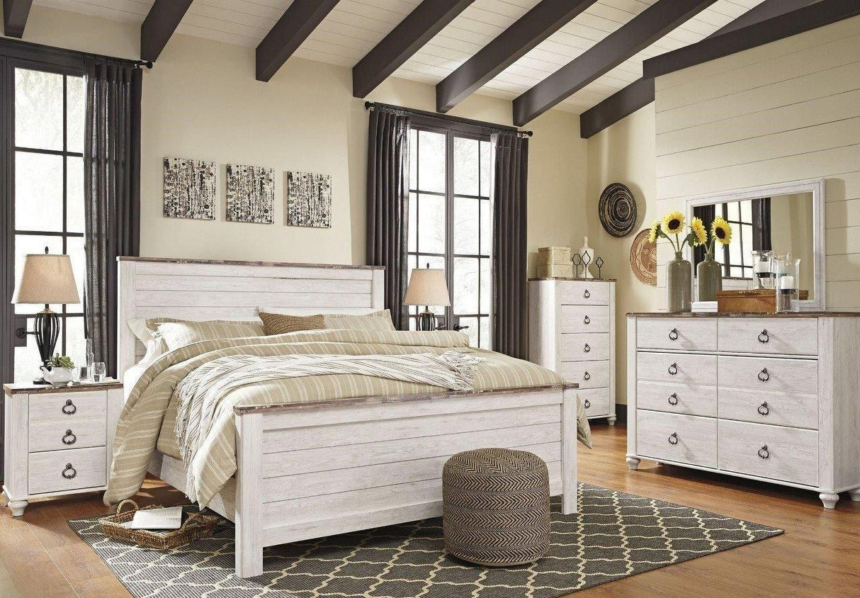 Willowton Whitewash Panel Bedroom Set