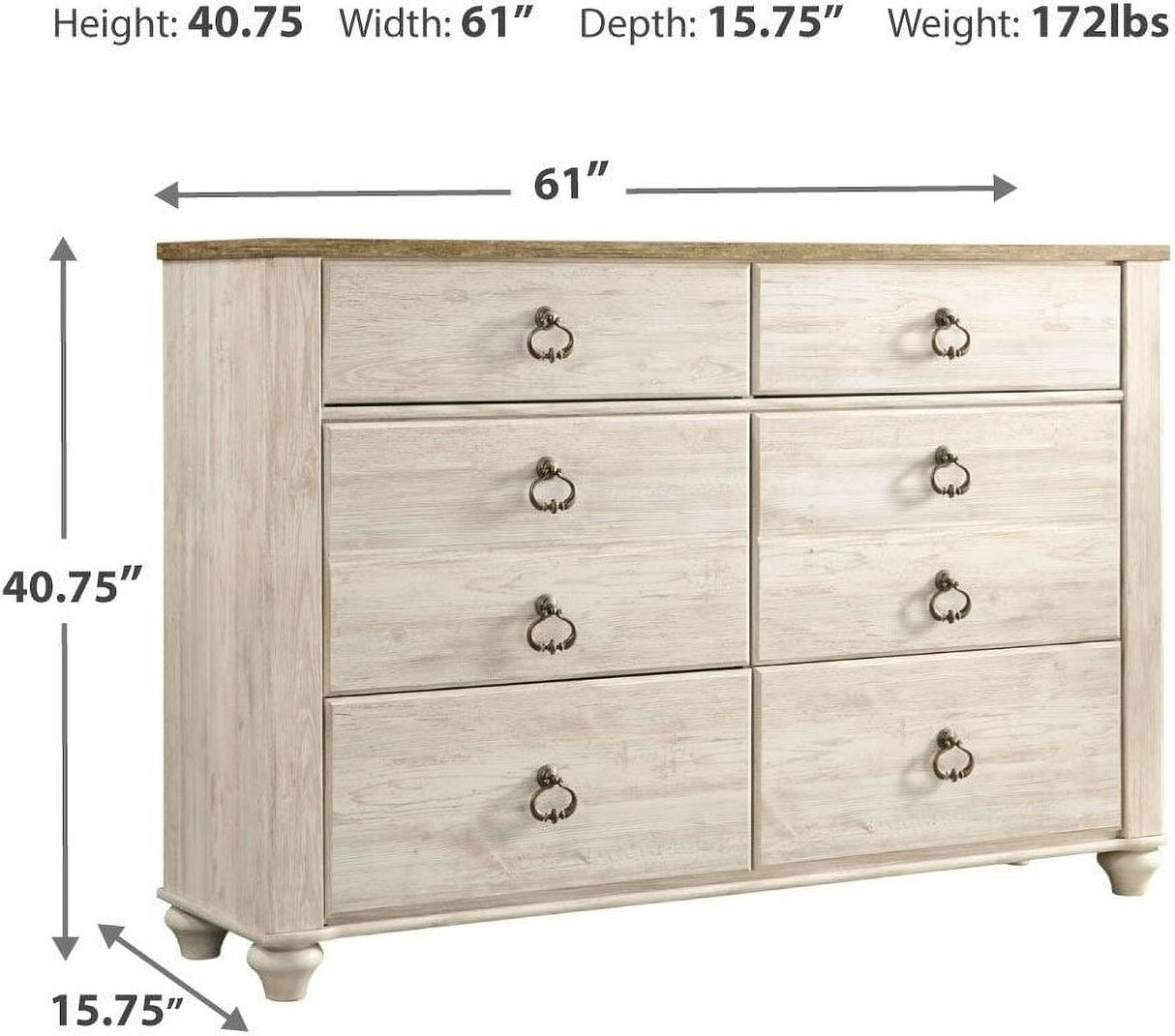Willowton Whitewash Panel Bedroom Set