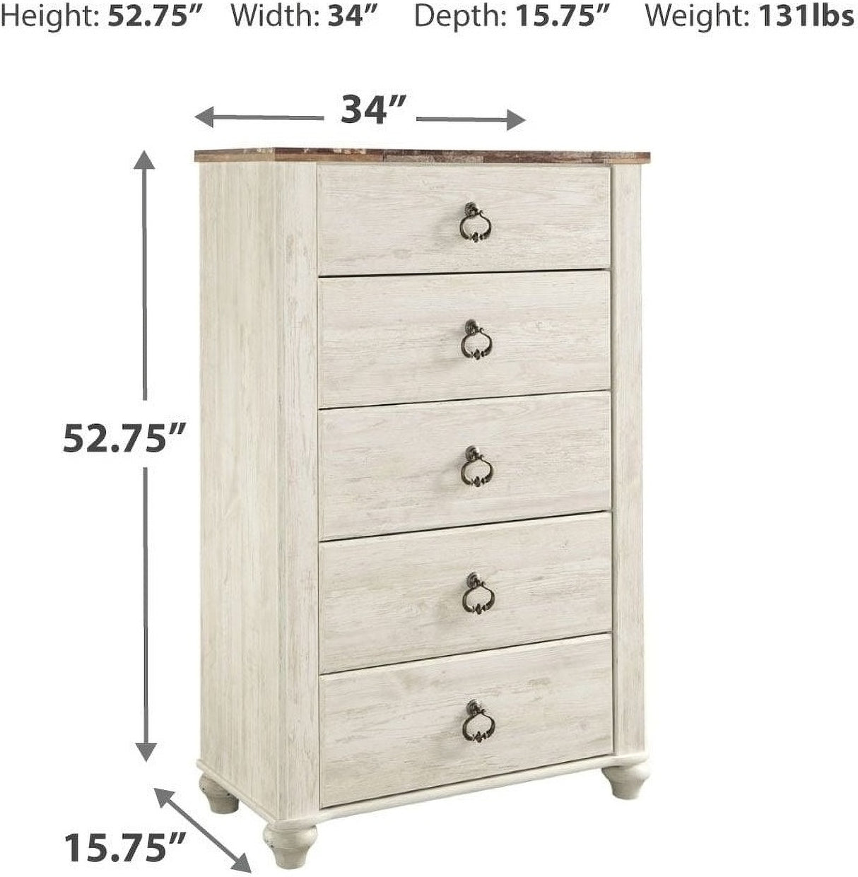 Willowton Whitewash Panel Bedroom Set