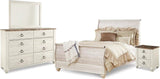 Willowton Sleigh Bedroom Set In Washed White