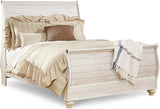 Willowton Sleigh Bedroom Set In Washed White
