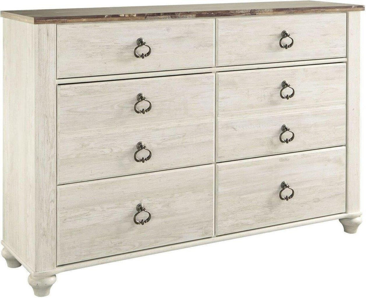 Willowton Sleigh Bedroom Set In Washed White
