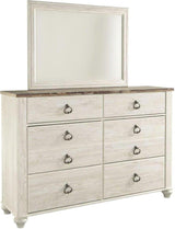 Willowton Sleigh Bedroom Set In Washed White