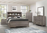 Woodrow Brownish Gray Platform Bookcase Bedroom Set