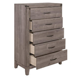 Woodrow Brownish Gray Platform Bookcase Bedroom Set