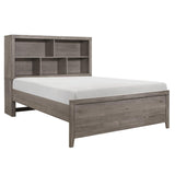 Woodrow Brownish Gray Platform Bookcase Bedroom Set
