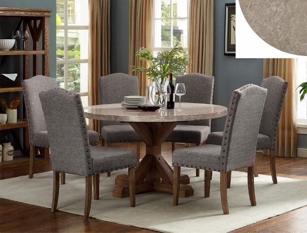 Vesper Brown/Gray Real Marble Round Dining Table - Luna Furniture (4760394760327)