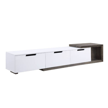 Orion - Tv Stand - White High Gloss & Rustic Oak