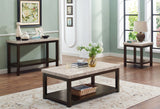Kelia Marble Top 3-Piece Coffee Table Set (End&Sofa&Coffe Table W/Caster)